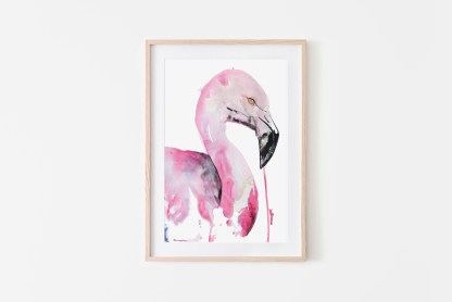 Angela Peters illustratie, dieren, Flamingo kunstprint tropische vogel kaarten Angelart