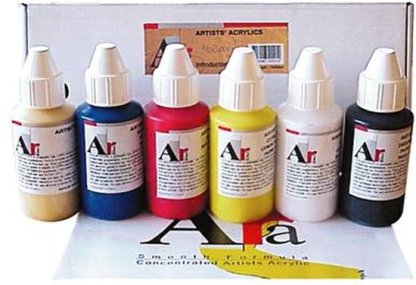 Ara Acrylverf Set - 6 Basis kleuren kleuren van 100ml