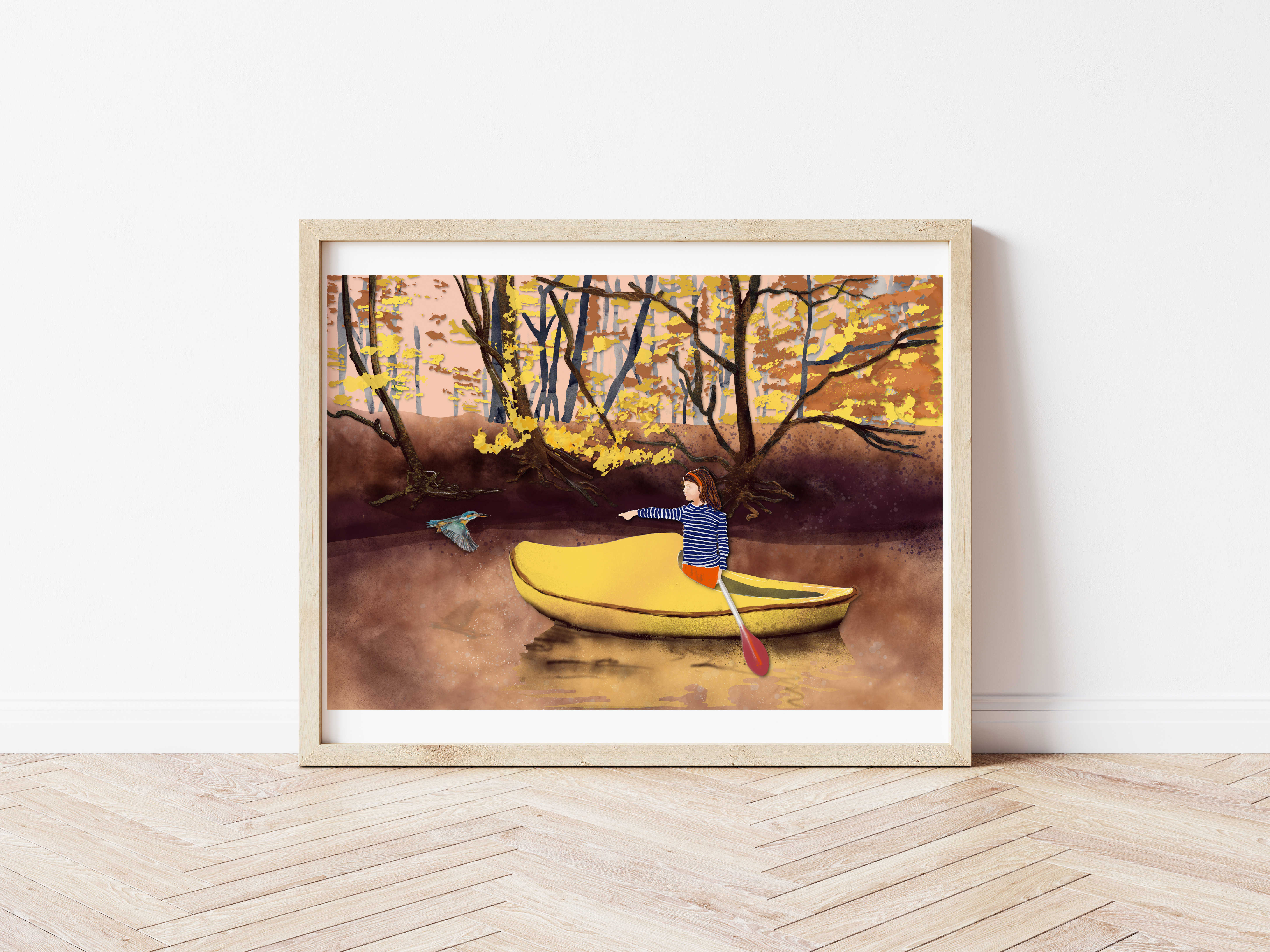 Apeldoorns kanaal Hattem Meisje met klompboot Kunstprint