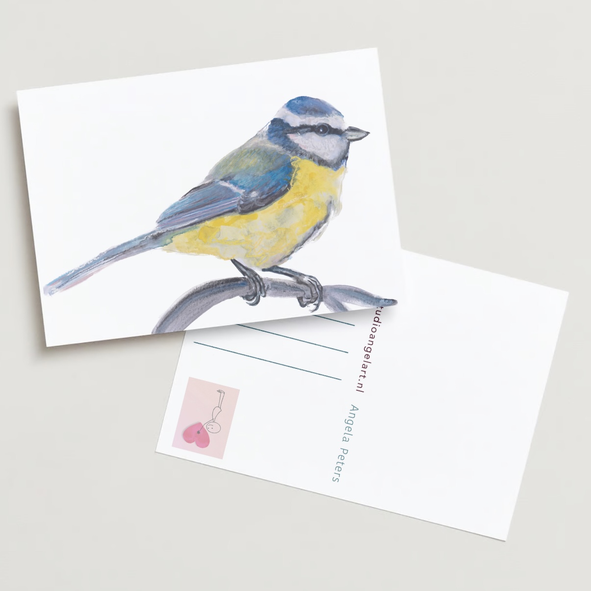 Pimpelmees vogel wenskaart