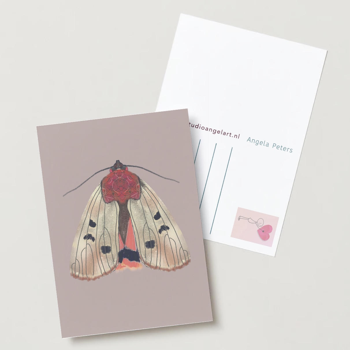 Cream mot nachtvlinder insecten wenskaart