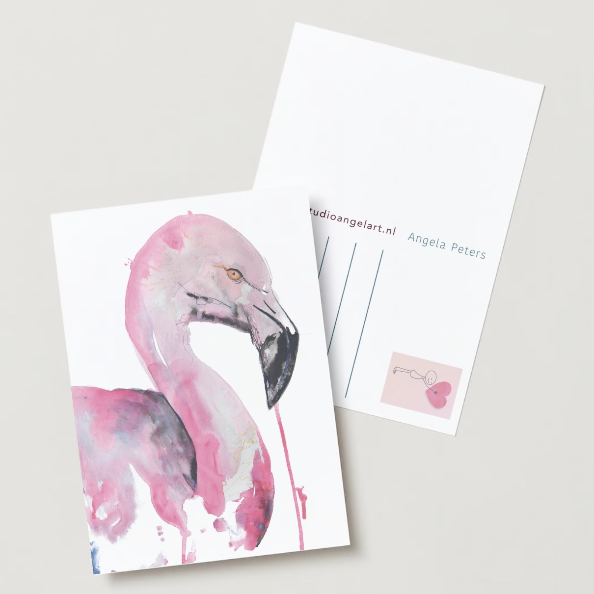 Flamingo vogel wenskaart illustratie
