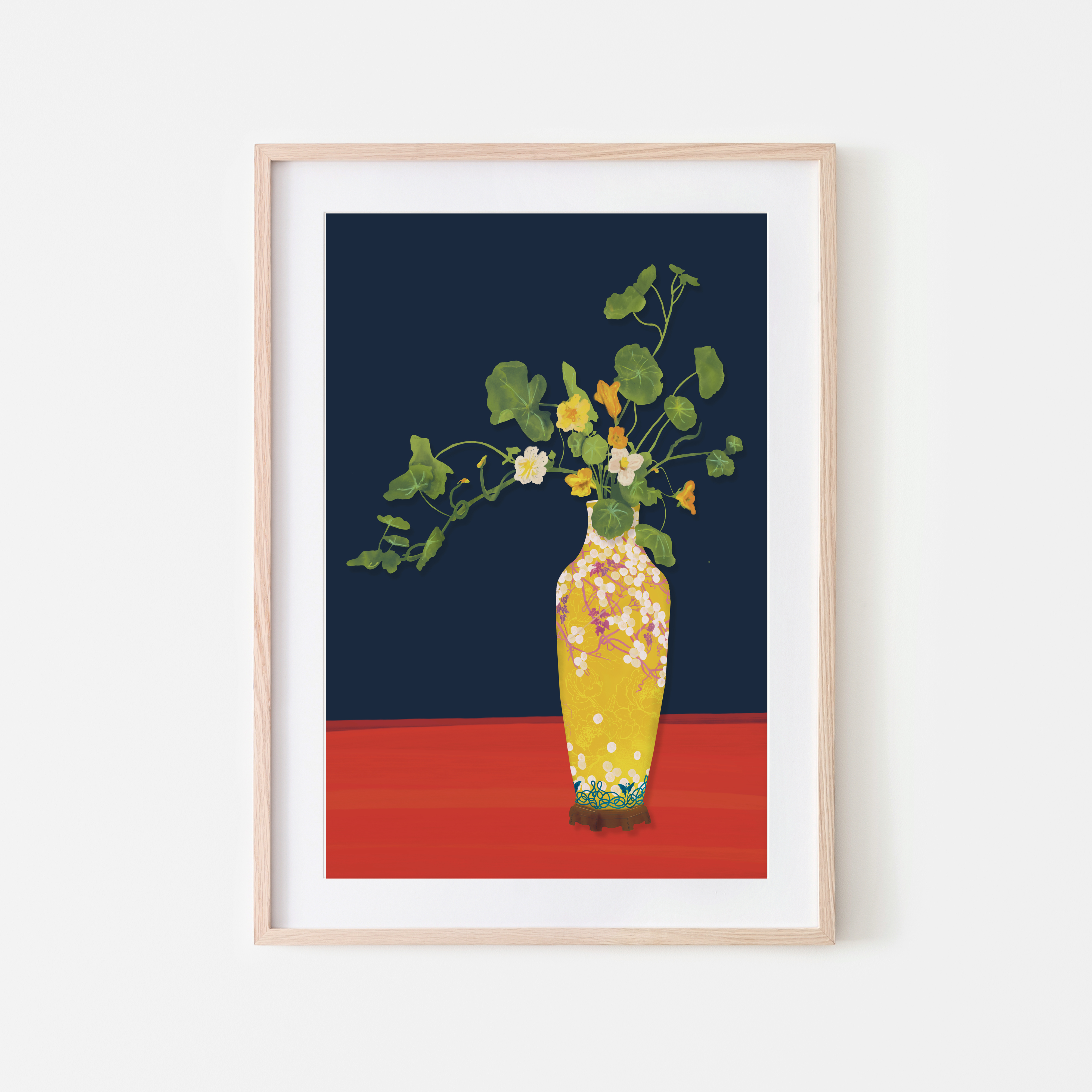 Oosterse kers op vaas  kunstprint