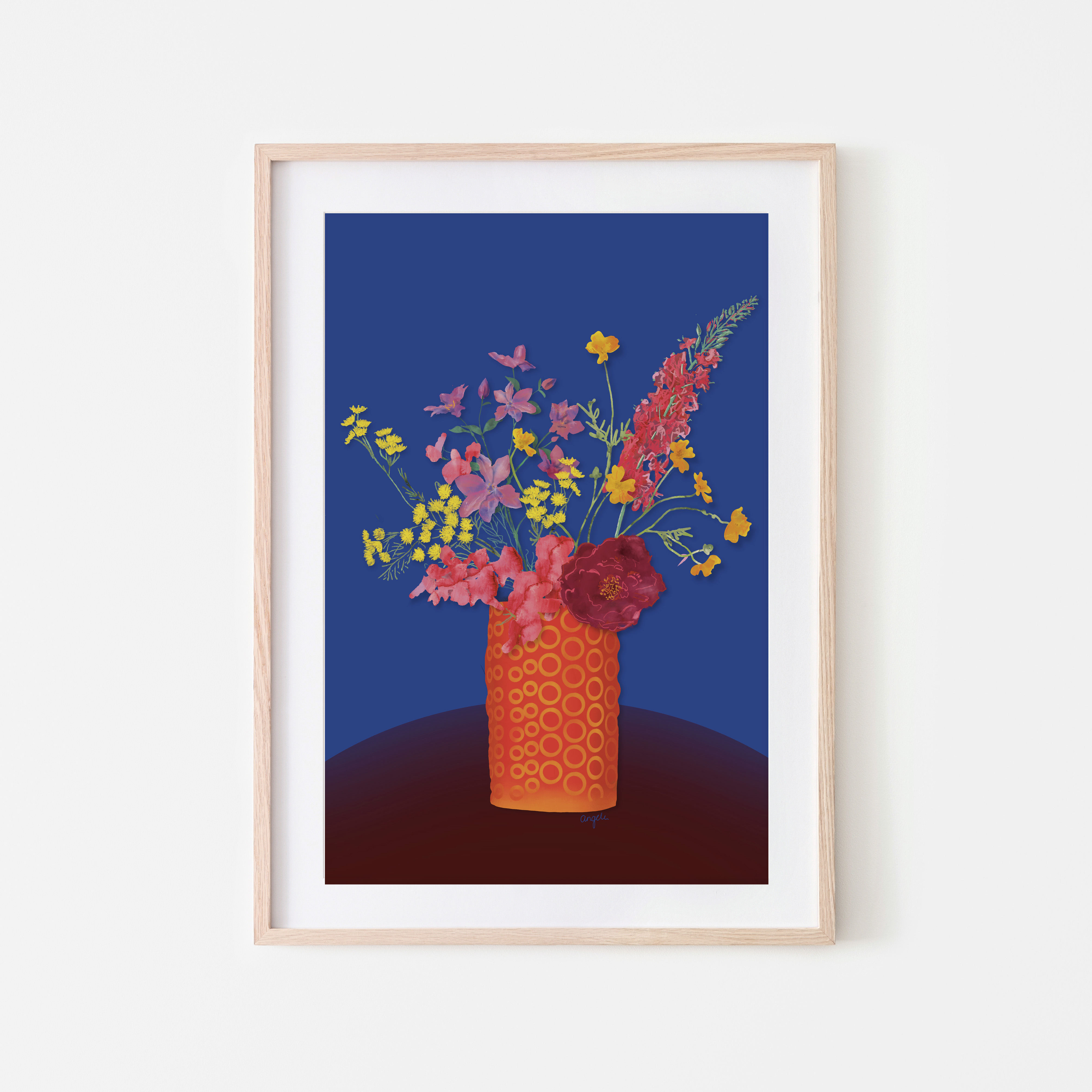 Bos bloemen op vaas kunstprint