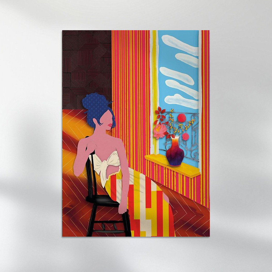 Vrouw voor het raam gicleé print