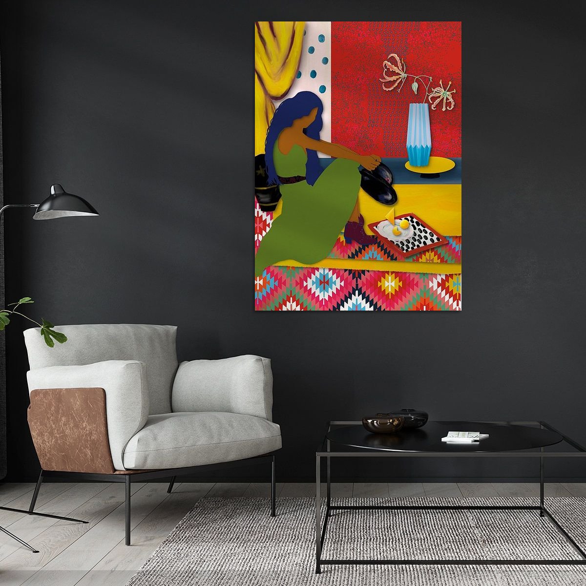 Werk aan de Muur-1656921-Vrouw met hoed-Angela Peters-1200x1200-Dark chair-instagramFeed