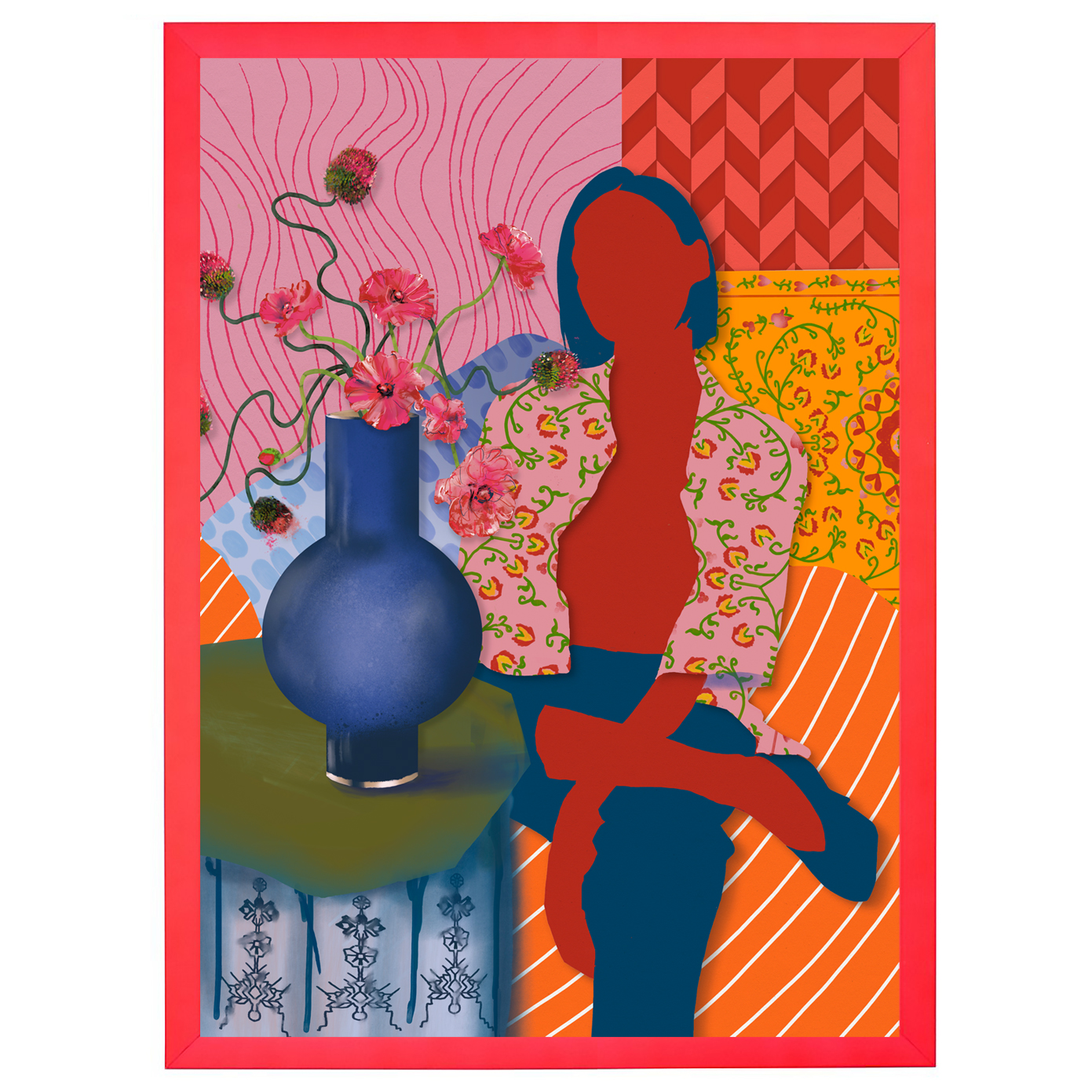 dame neon rood houten lijst 2 kopie