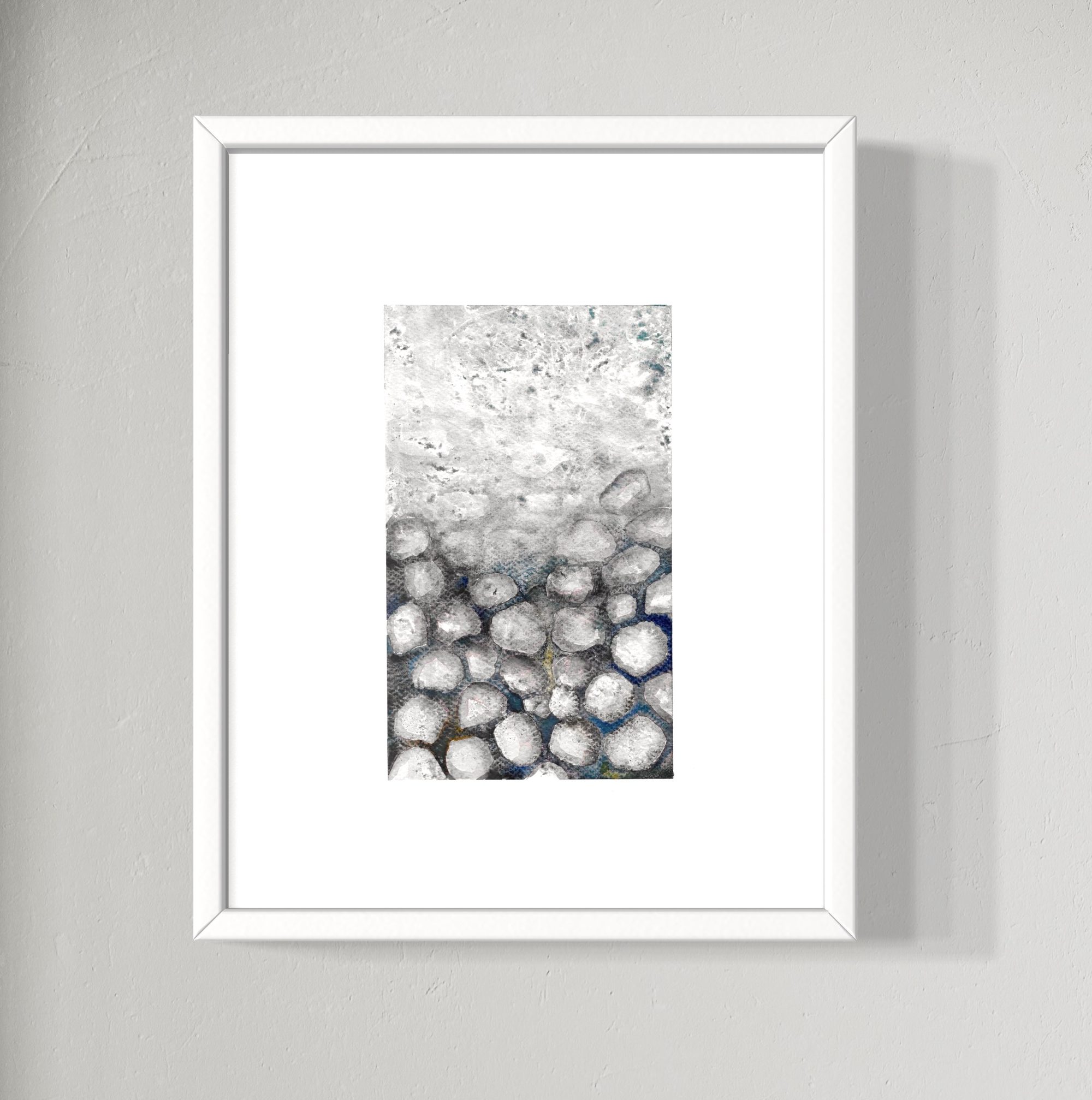 Abstract landschap in aquarel Met grijs en blauw