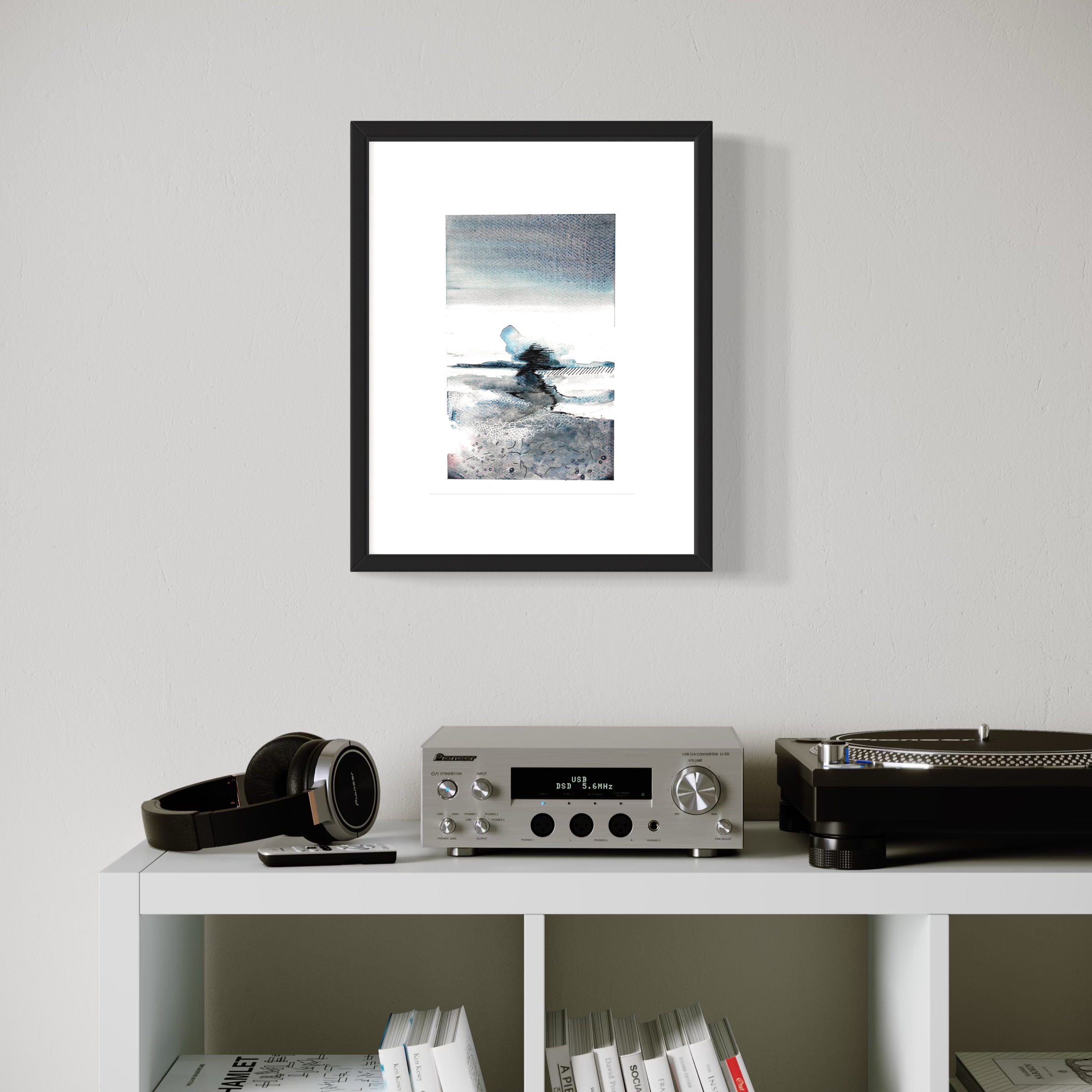 Abstracte vormen in grijs blauw aquarelverf