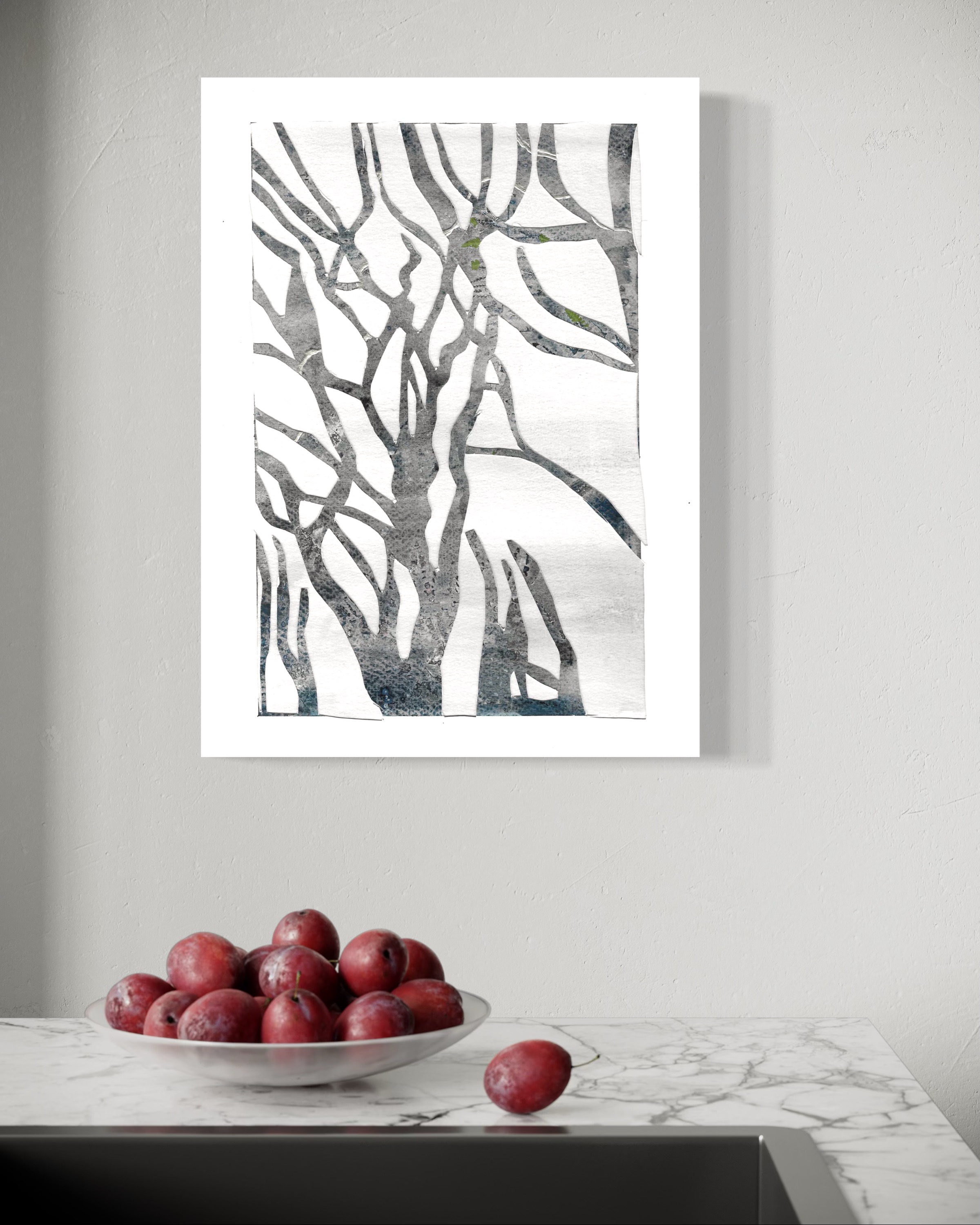 Takken bomen in aquarelverf collage