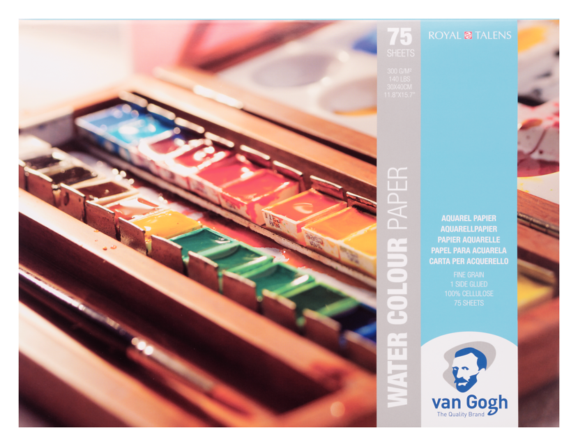 Van Gogh blok met aquarelverfpapier 75 vellen 300 g formaat 30 x 40 cm